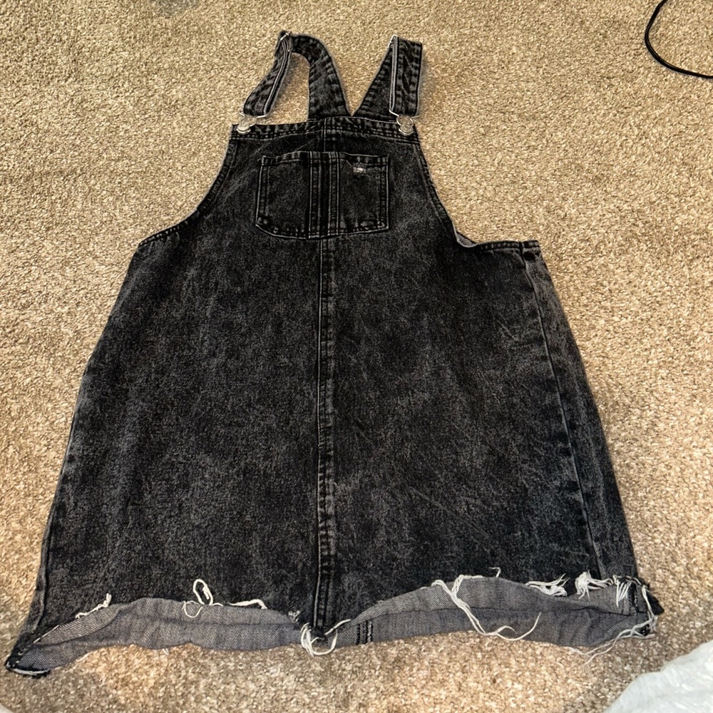 Black denim overall dress